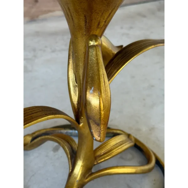 Mid-20th Century Arthur Court Gilded Lily Side Table With Glass Top - Image 12