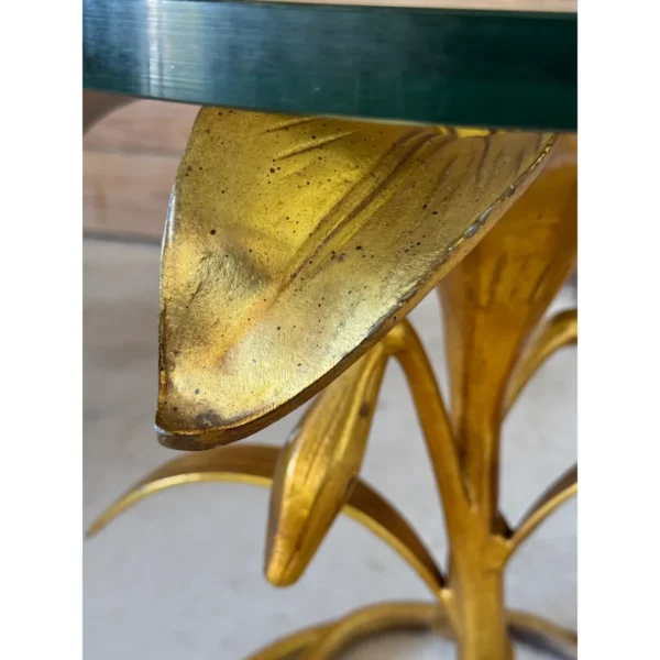 Mid-20th Century Arthur Court Gilded Lily Side Table With Glass Top - Image 4