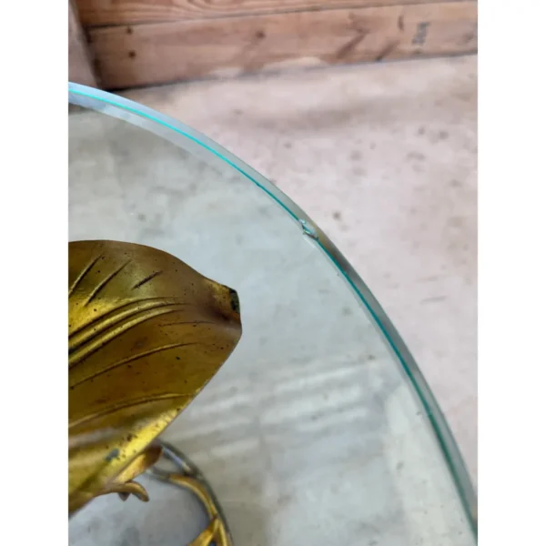 Mid-20th Century Arthur Court Gilded Lily Side Table With Glass Top - Image 13