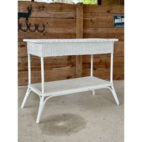 Mid-20th Century Coastal Shabby Chic Loyd Loom Wicker Console Table - Image 4