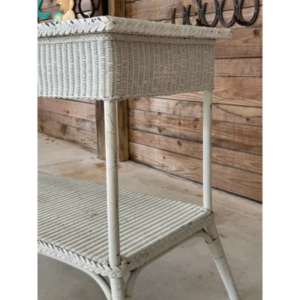 Mid-20th Century Coastal Shabby Chic Loyd Loom Wicker Console Table - Image 10