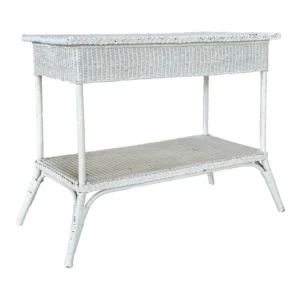 Mid-20th Century Coastal Shabby Chic Loyd Loom Wicker Console Table