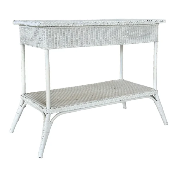 Mid-20th Century Coastal Shabby Chic Loyd Loom Wicker Console Table
