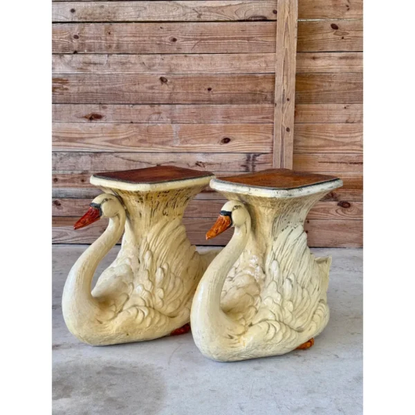 Mid-20th Century Monumental Cast Resin Swan Side Tables or Sculptures - Image 10