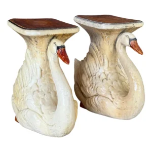 Mid-20th Century Monumental Cast Resin Swan Side Tables or Sculptures