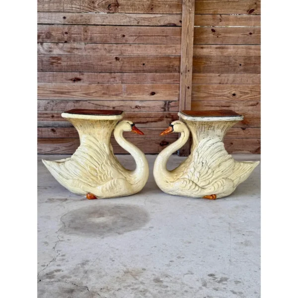 Mid-20th Century Monumental Cast Resin Swan Side Tables or Sculptures - Image 9