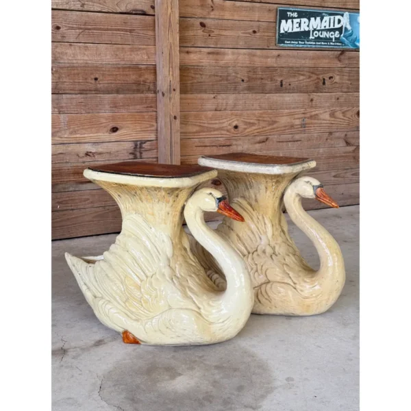 Mid-20th Century Monumental Cast Resin Swan Side Tables or Sculptures - Image 13