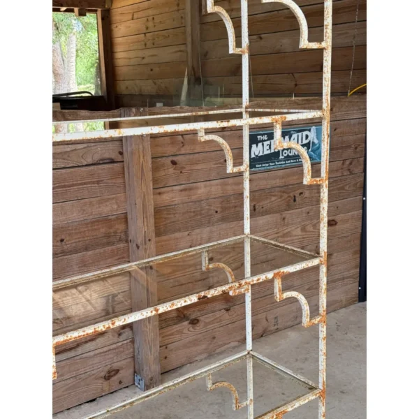 Mid-20th Century Organic Modern Moroccan Style Rustic Iron Etagere With Glass Shelves - Image 8