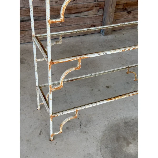 Mid-20th Century Organic Modern Moroccan Style Rustic Iron Etagere With Glass Shelves - Image 11