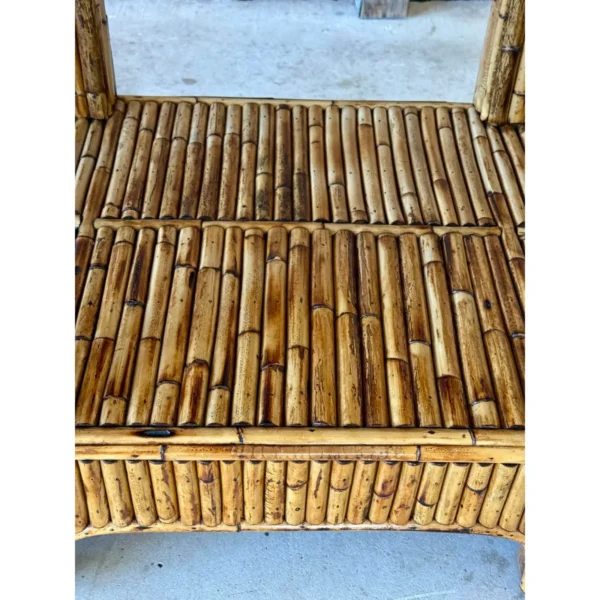 Mid-20th Century Organic Modern Restored Split Rattan Console Table With Custom Hand-Applied Top - Image 9