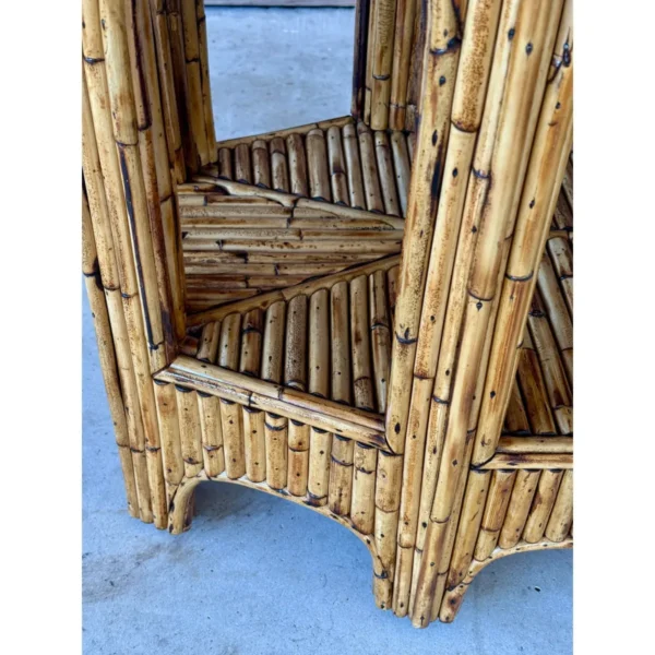 Mid-20th Century Organic Modern Restored Split Rattan Console Table With Custom Hand-Applied Top - Image 6