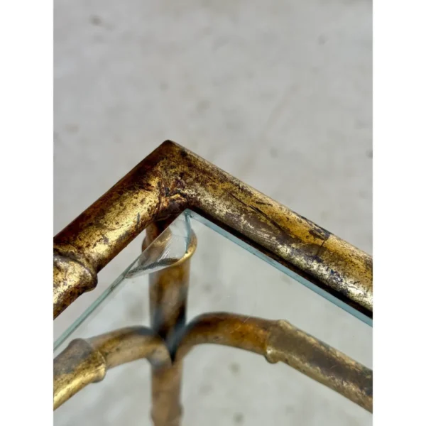 Mid-20th Century Regency Gilded Faux Bamboo Metal Nesting Tables-Set of Three - Image 7