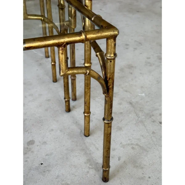 Mid-20th Century Regency Gilded Faux Bamboo Metal Nesting Tables-Set of Three - Image 5