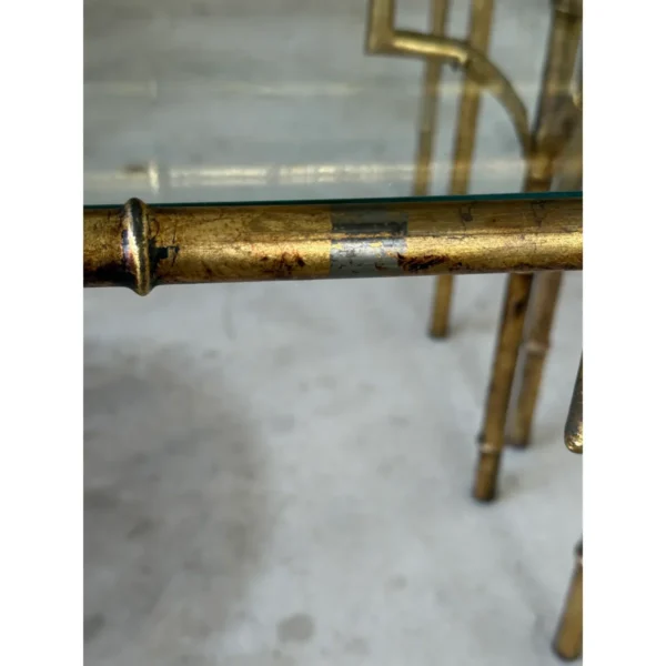 Mid-20th Century Regency Gilded Faux Bamboo Metal Nesting Tables-Set of Three - Image 8