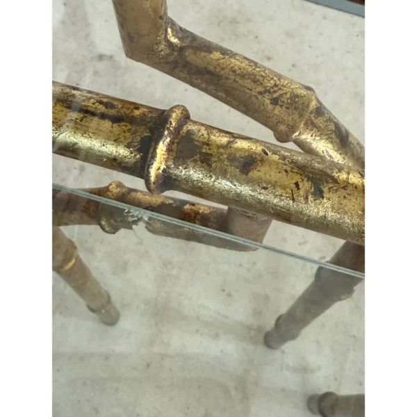 Mid-20th Century Regency Gilded Faux Bamboo Metal Nesting Tables-Set of Three - Image 3