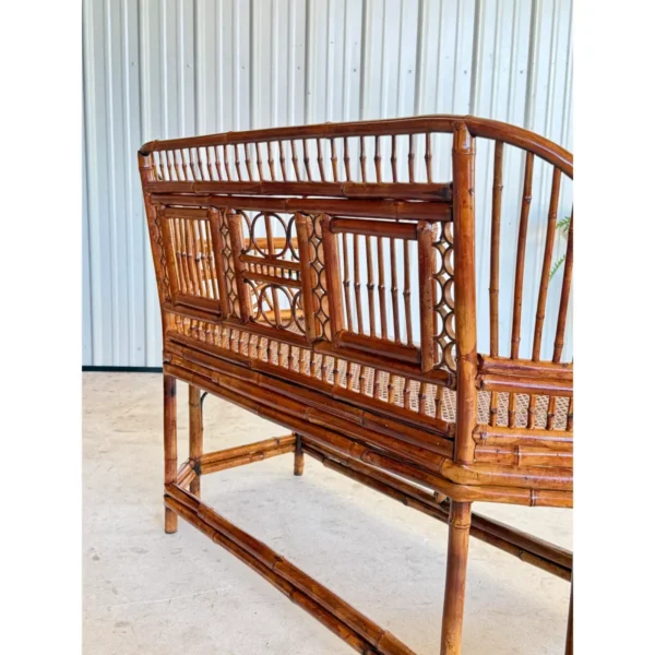 Mid-20th Century Restored Coastal Brighton Pavilion Bamboo and Cane Settee - Image 8