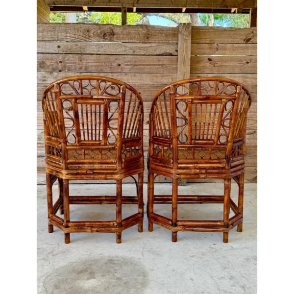 Mid-20th Century Restored Coastal Brighton Pavilion Bamboo Cane Side Chairs-Pair - Image 11
