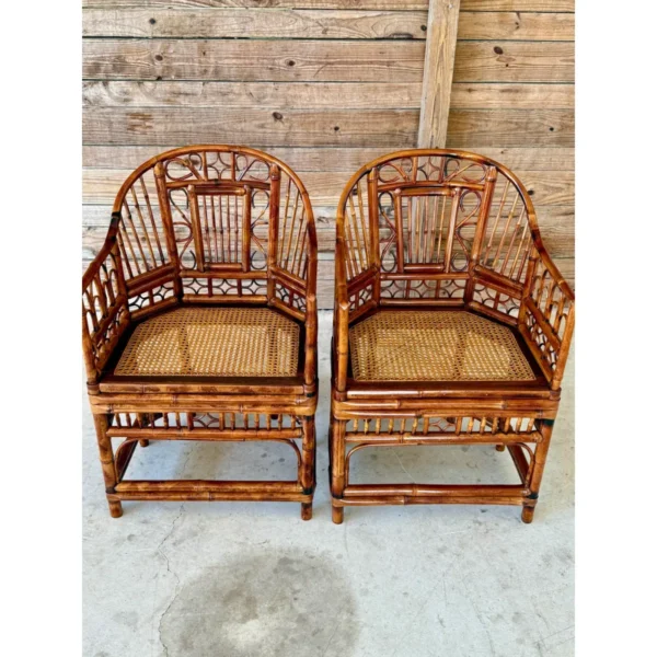 Mid-20th Century Restored Coastal Brighton Pavilion Bamboo Cane Side Chairs-Pair - Image 5