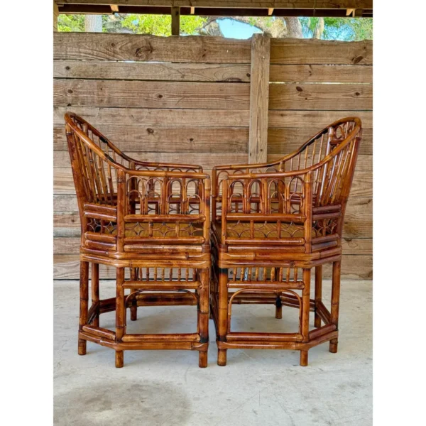 Mid-20th Century Restored Coastal Brighton Pavilion Bamboo Cane Side Chairs-Pair - Image 13