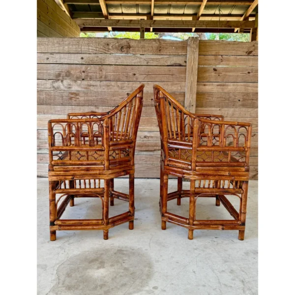 Mid-20th Century Restored Coastal Brighton Pavilion Bamboo Cane Side Chairs-Pair - Image 12