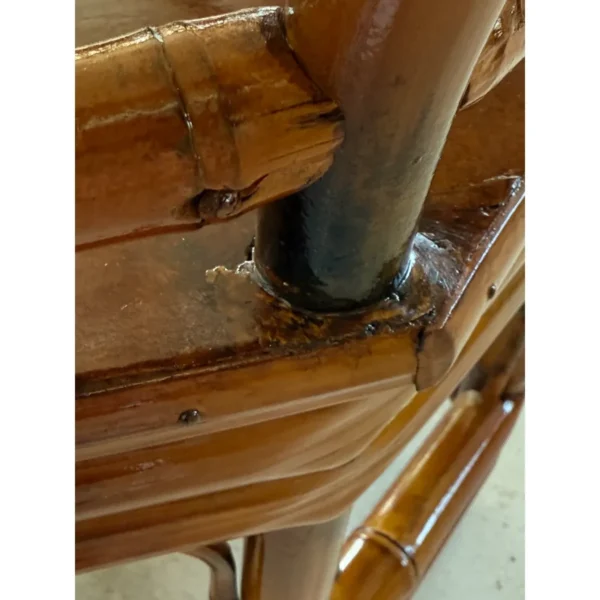 Mid-20th Century Restored Coastal Scorched Bamboo Chaise in the Style of Brighton Pavilion - Image 4