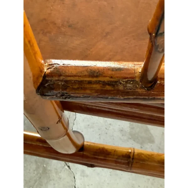 Mid-20th Century Restored Coastal Scorched Bamboo Chaise in the Style of Brighton Pavilion - Image 9