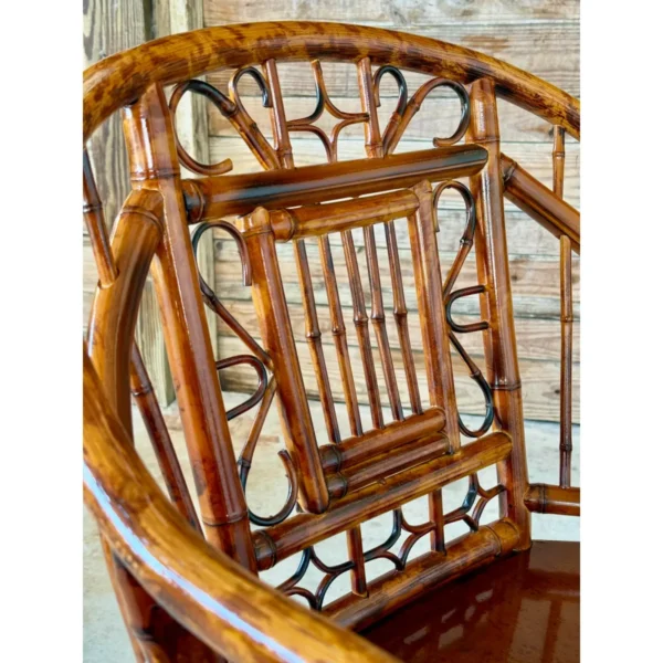 Mid-20th Century Restored Coastal Scorched Bamboo Chaise in the Style of Brighton Pavilion - Image 6