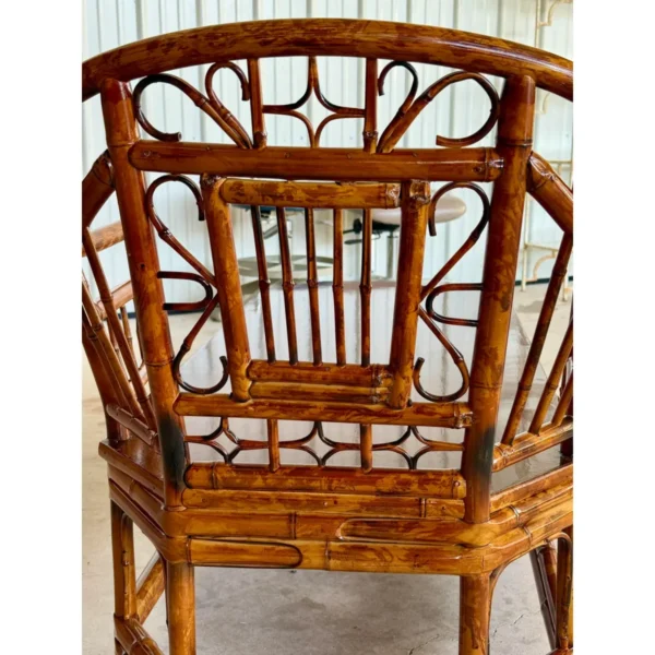Mid-20th Century Restored Coastal Scorched Bamboo Chaise in the Style of Brighton Pavilion - Image 11