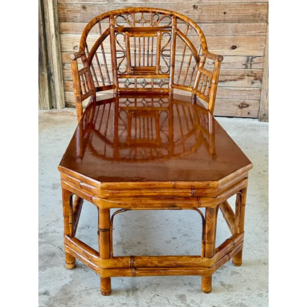 Mid-20th Century Restored Coastal Scorched Bamboo Chaise in the Style of Brighton Pavilion - Image 12