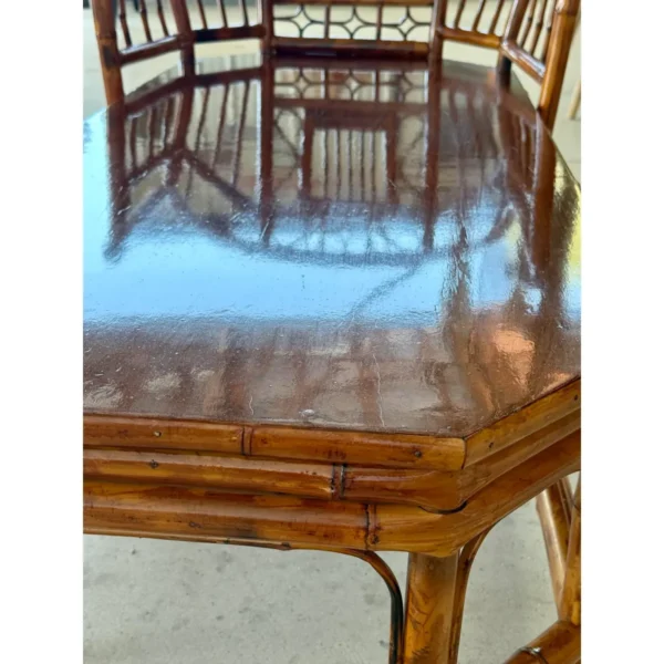 Mid-20th Century Restored Coastal Scorched Bamboo Chaise in the Style of Brighton Pavilion - Image 8