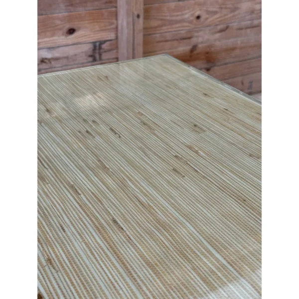 Mid-20th Century Restored Organic Modern Coastal Rattan Card or Game Table With Grasscloth and Glass - Image 5