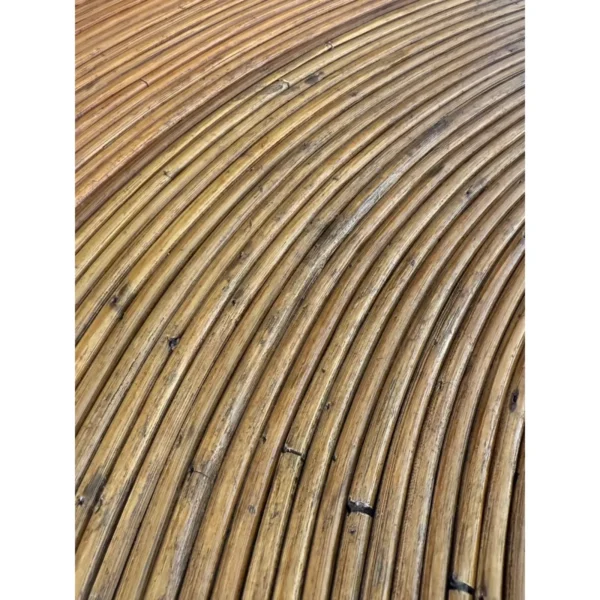 Mid-20th Century Restored Organic Modern Monumental Pencil Rattan Coffee Table - Image 3
