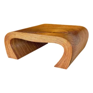 Mid-20th Century Restored Organic Modern Monumental Pencil Rattan Coffee Table