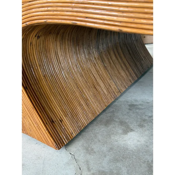 Mid-20th Century Restored Organic Modern Monumental Pencil Rattan Coffee Table - Image 5