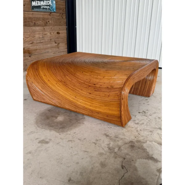 Mid-20th Century Restored Organic Modern Monumental Pencil Rattan Coffee Table - Image 13