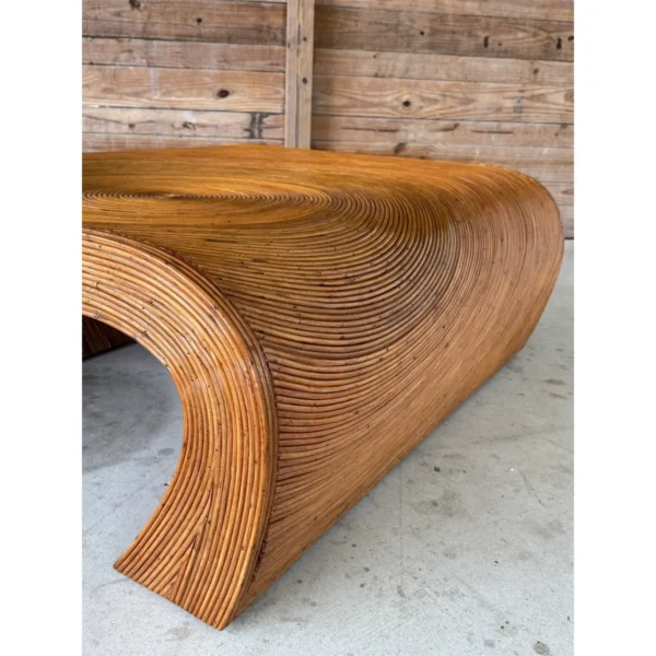 Mid-20th Century Restored Organic Modern Monumental Pencil Rattan Coffee Table - Image 8
