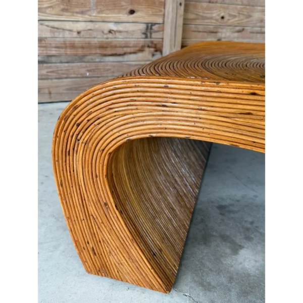 Mid-20th Century Restored Organic Modern Monumental Pencil Rattan Coffee Table - Image 7