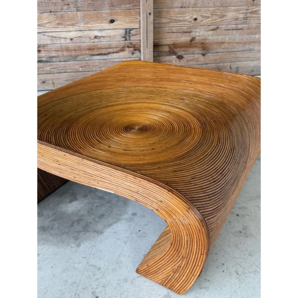 Mid-20th Century Restored Organic Modern Monumental Pencil Rattan Coffee Table - Image 9