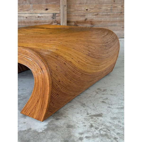 Mid-20th Century Restored Organic Modern Monumental Pencil Rattan Coffee Table - Image 10