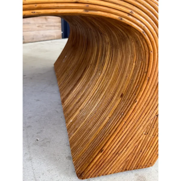 Mid-20th Century Restored Organic Modern Monumental Pencil Rattan Coffee Table - Image 6