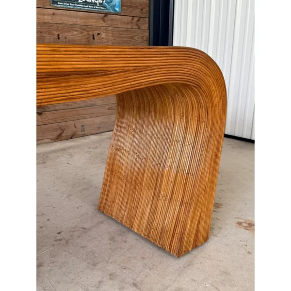 Mid-20th Century Restored Organic Modern Pencil Rattan Console Table - Image 6