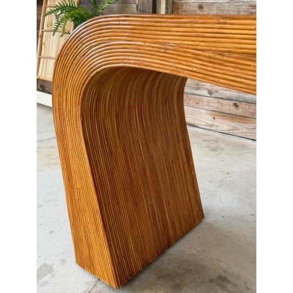 Mid-20th Century Restored Organic Modern Pencil Rattan Console Table - Image 5