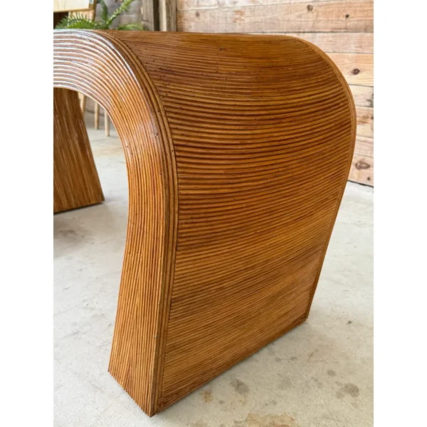 Mid-20th Century Restored Organic Modern Pencil Rattan Console Table - Image 4