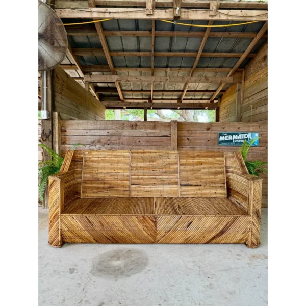 Mid-20th Century Restored Organic Modern Split Rattan Sculptural Sofa - Image 10