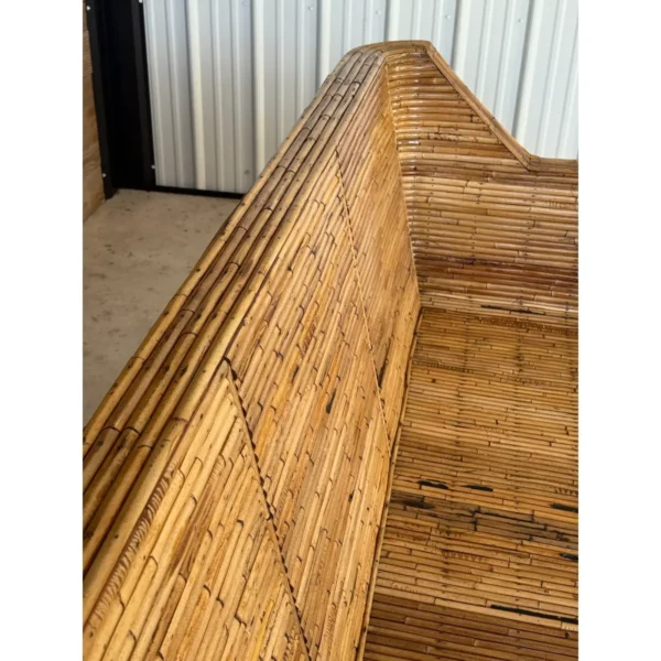 Mid-20th Century Restored Organic Modern Split Rattan Sculptural Sofa - Image 4