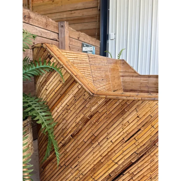 Mid-20th Century Restored Organic Modern Split Rattan Sculptural Sofa - Image 11