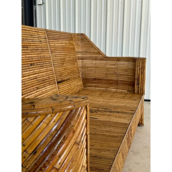 Mid-20th Century Restored Organic Modern Split Rattan Sculptural Sofa - Image 12