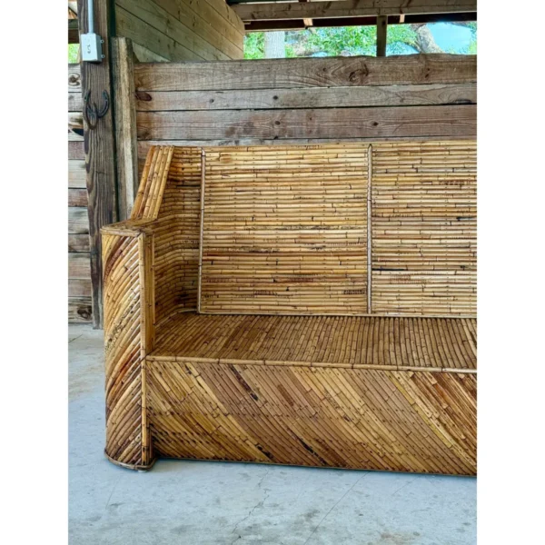Mid-20th Century Restored Organic Modern Split Rattan Sculptural Sofa - Image 8