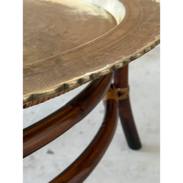Mid-20th Century Restored Rattan and Etched Brass Tray Coffee Table – Attributed to Ficks Reed - Image 8