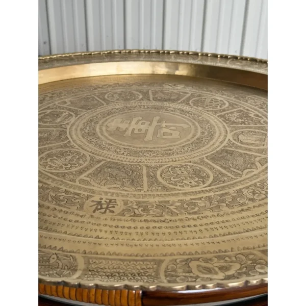 Mid-20th Century Restored Rattan and Etched Brass Tray Coffee Table – Attributed to Ficks Reed - Image 5
